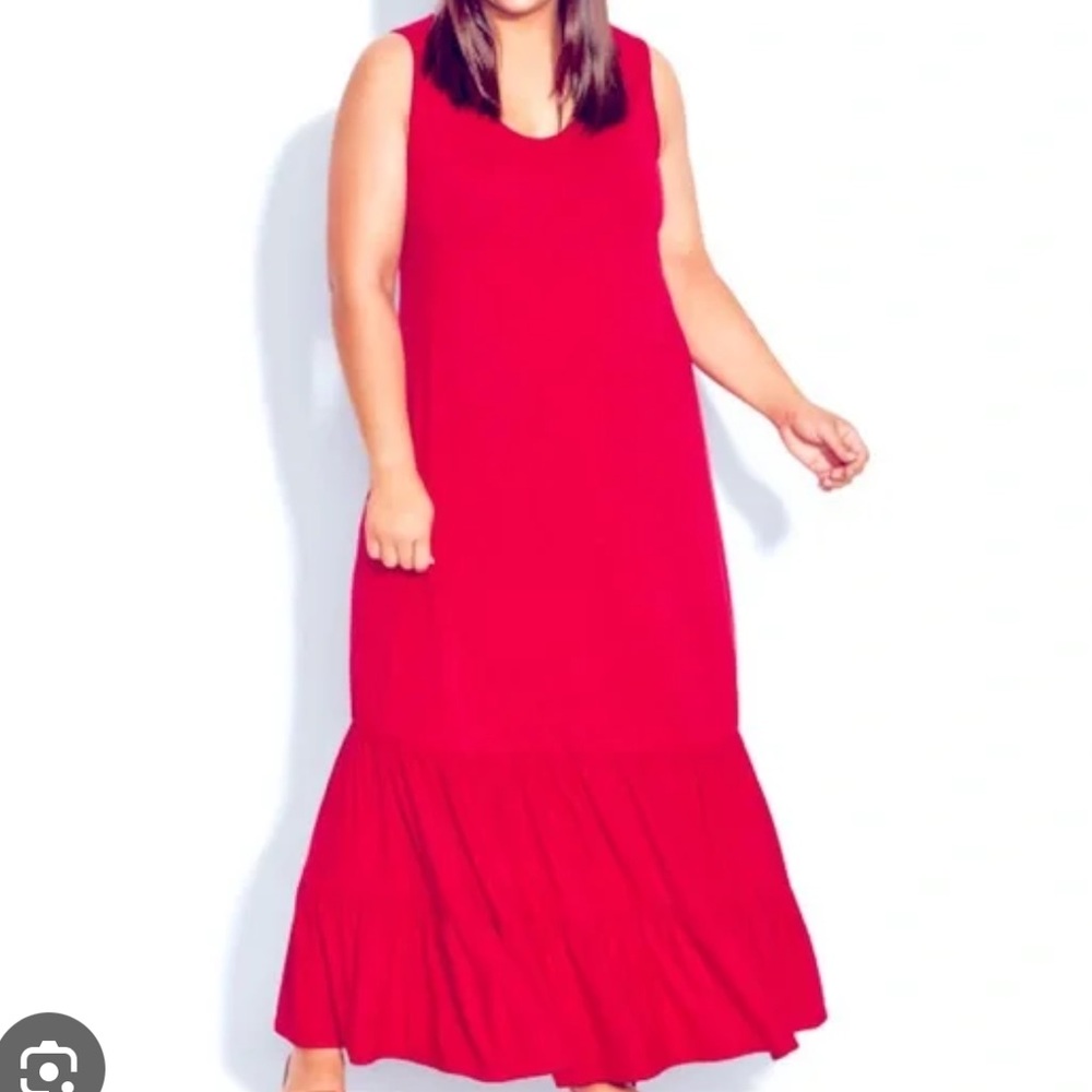NWT Evans Sleeveless Red frill hem Maxi Dress size 20